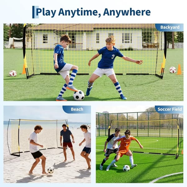 Fodboldmål, Robust Stålramme, Holdbart PE-Net, 3,6m x 1,8m Dimensioner, Bærbart Design, Hurtig Samling