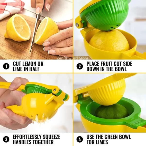 Juicer, Bærbar Manuel Design, Egnet til Citrusfrugter,2-i-1 Citronskvis