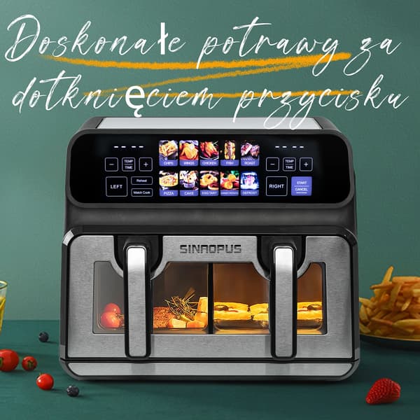 Luftfryer, Dobbelt Kammer, Touch LED Kontrol,Luftfryer
