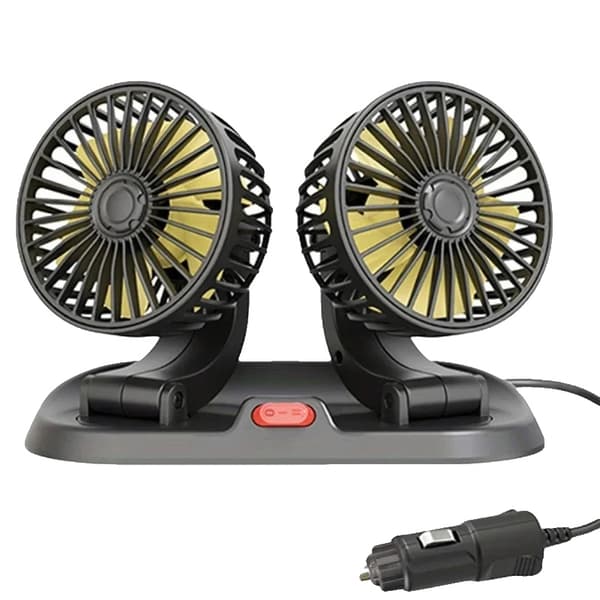 Køleventilator, Justerbar Dobbelt Hoved, 2 Hastighedsindstillinger,12V cigaret lighter