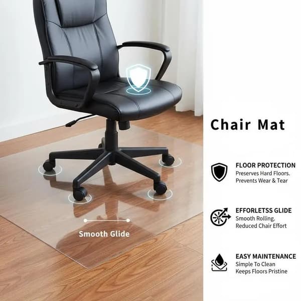 Stolsmatta, Hållbar PVC, Stilren Design,Klar