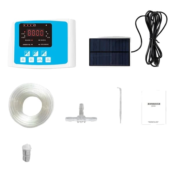 Automatisk droppbevattningskit, solenergidriven, programmerbar timer,Bule dubbelpump 10m