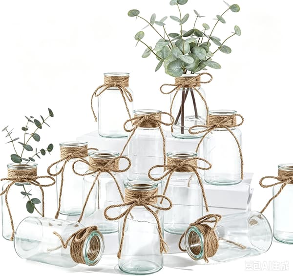 Glasvaser, Assorterede Stile, Ideelle til Blomsterarrangementer,S-12stk-250ml