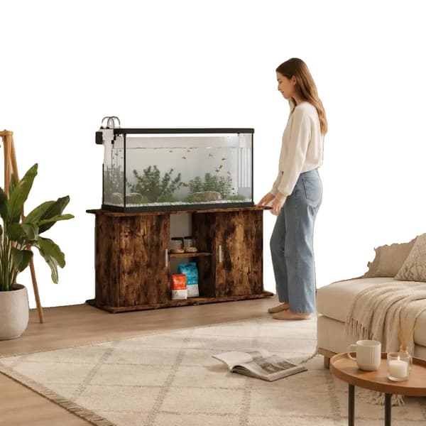 Akvariestödsenhet, Hållbart konstruerat trä, Elegant modern design,Brun