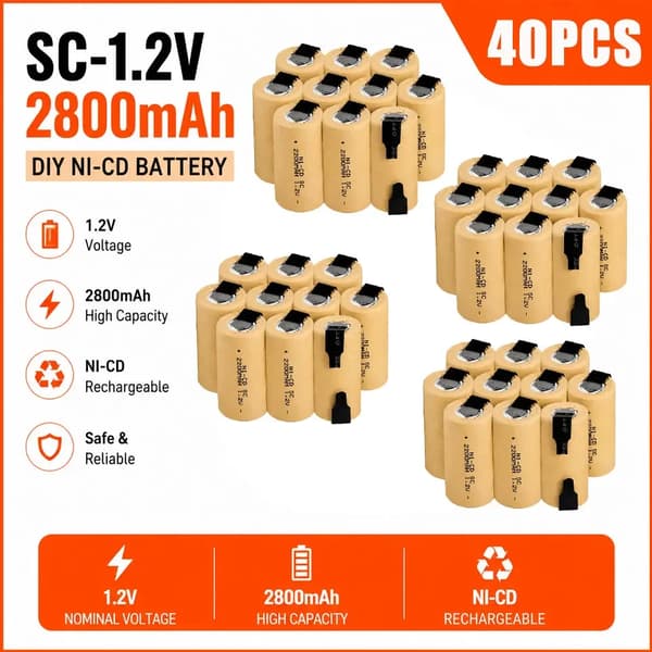 Verktygsbatteri, Ni-Cd, 2800mAh kapacitet,40ST, 1.2V-d