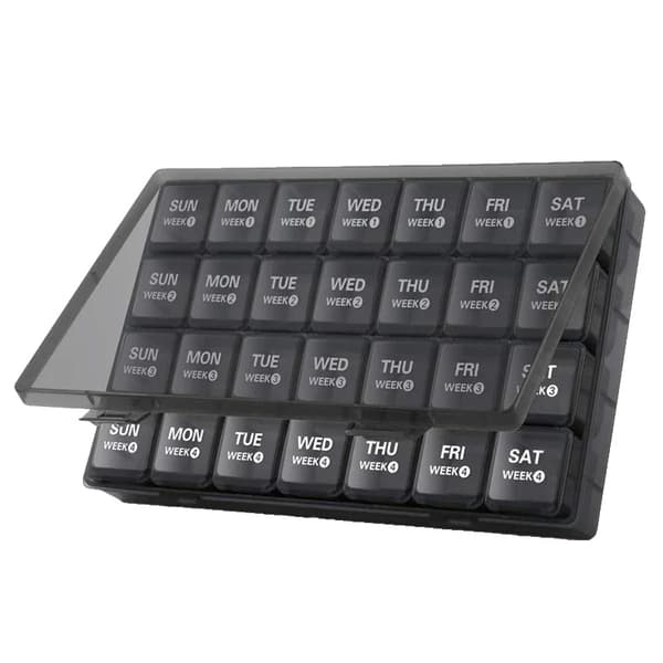 Pilleorganisator, 28 Rum, Bærbar Design,Sort A