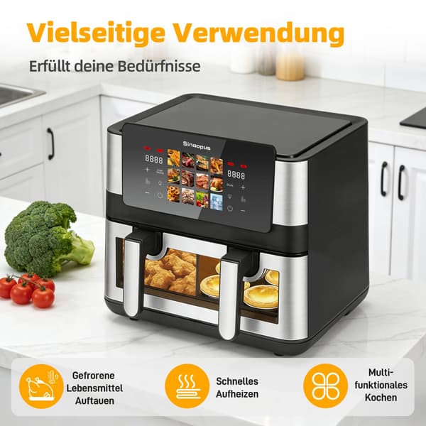 Luftfritös, Dubbelkorgsdesign, LED-Touchscreen,svart, EU