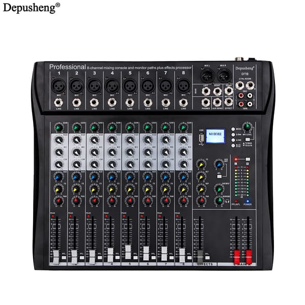Lydmixer, 8 Kanaler, Bluetooth & USB-forbindelse,DT8