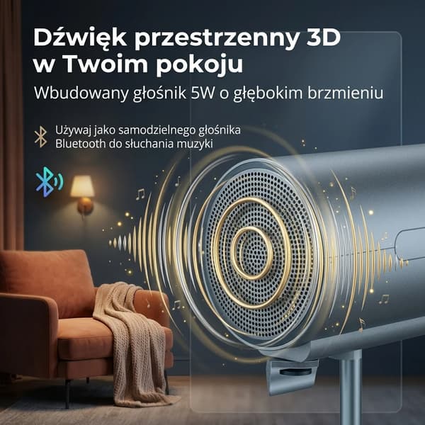 Videoprojektor, Native 1080P, Wi-Fi Bluetooth-forbindelse,Farve1