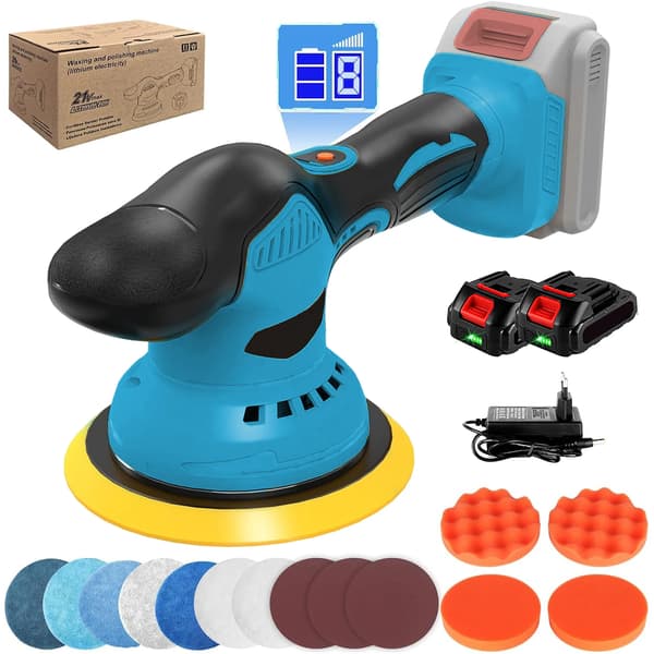 Poleringsmaskine, 580W, 8 hastighedsindstillinger,2 batteri