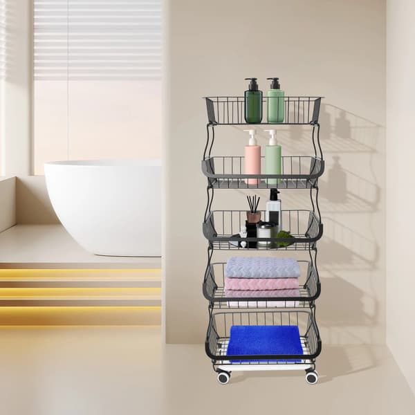 Opbevaringskurv, Multi-niveau, Rullende Design,sort
