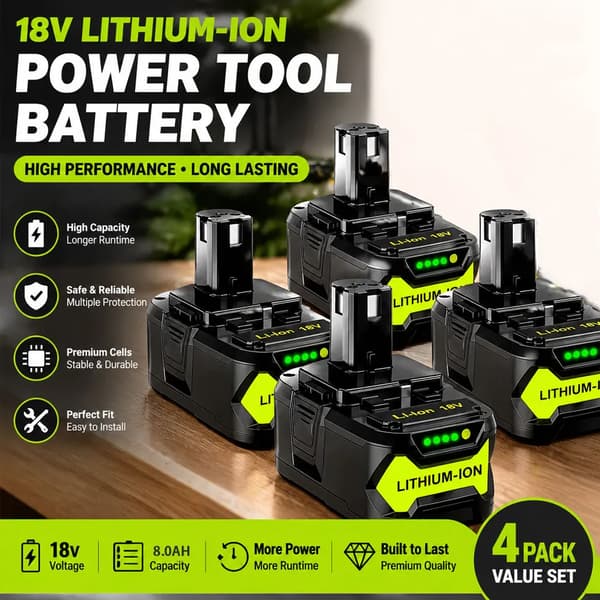 Batteri, Hög Kapacitet, Bred Kompatibilitet,4ST 8.0AH
