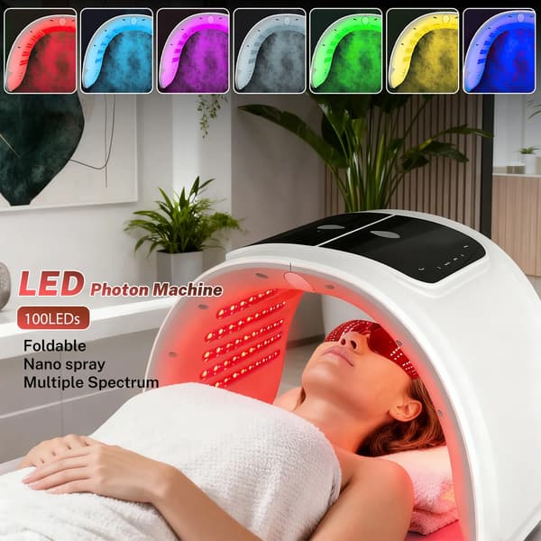 LED Ansiktsmask, Multispektral Ljusterapi, Intelligent Touchkontroll,Vit