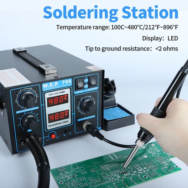 Lödstation, Varmluftspistol, Precise Temperaturkontroll,938bd plus -i, 220V EU