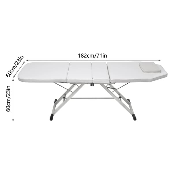 Massagebänk, Justerbart Ryggstöd, Bärbar Design, VIT