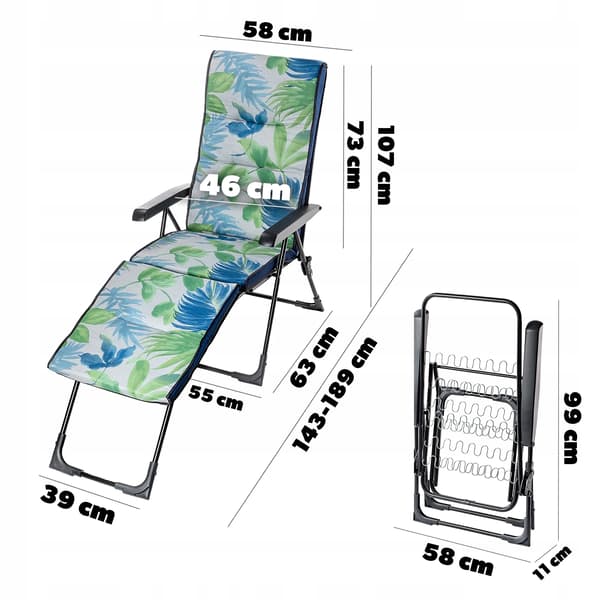 Solseng, Stålramme, Ergonomisk Komfort,Blå