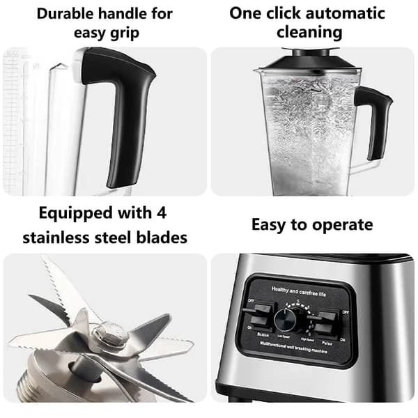 Professionel blender, 6000W effekt, 2,5L kapacitet,2L+0.5L