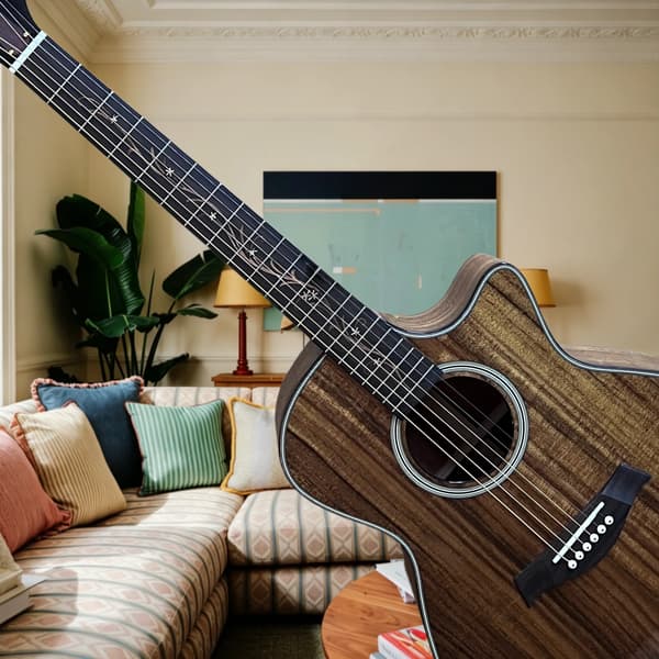 Folk Guitar, KOA-kropp, Rosenträsgrepp,GUL