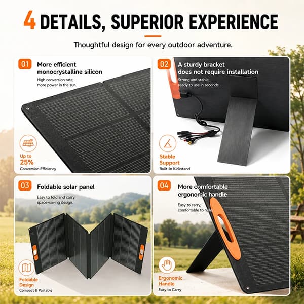 Solpanel, Bärbar och Fällbar Design, Hög Effektivitet,Solcellsladdare 200