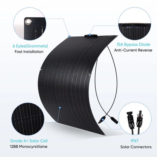 Solpanel, Fleksibelt Design, Høj Effektivitet,1PCS  110W