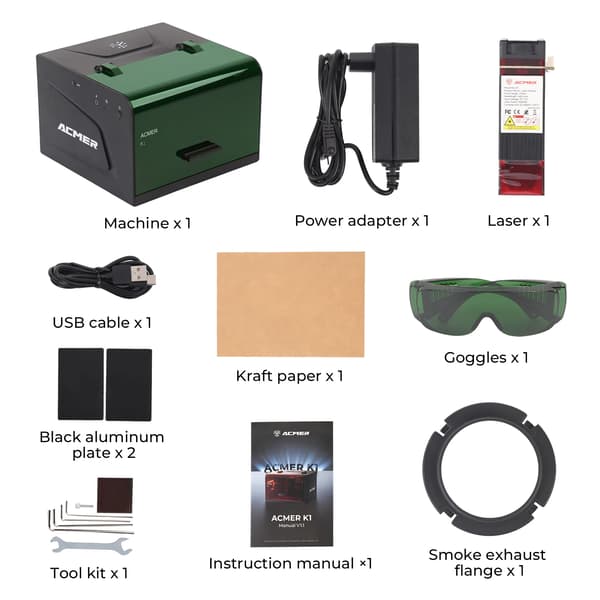 Lasergravyr, Kompakt Design, Smart Teknik,K1-a, 7W
