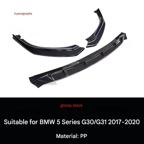 Front Bumper Lip, Aerodynamisk Design, Nem Installation,Glansfuld sort