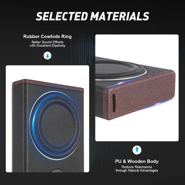 Bil Subwoofer, 600W Maksimal Effekt, Ultra Tyndt Design,sort