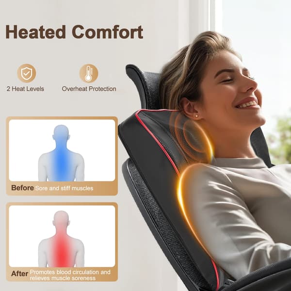 Rygmassager, 3D Æltning, Justerbar Varme,A