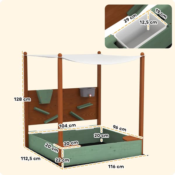 Sandlåda, Barnvänlig Design, Utomhusleksfunktioner, Smaragdgrön