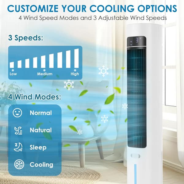 Tårnventilator, Aroma Diffuser, Fjernbetjening,Grå