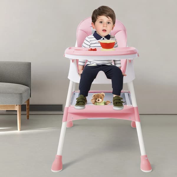 Hög stol, Mångsidig 2-i-1 design, Säkerhetsfunktioner,Rosa