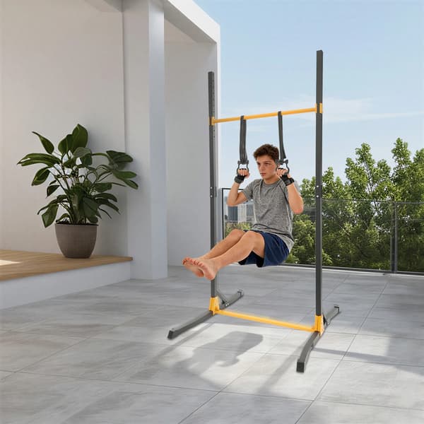 Pull-Up Station, Justerbar Højde, Holdbar Stål Konstruktion,Sort og Gul
