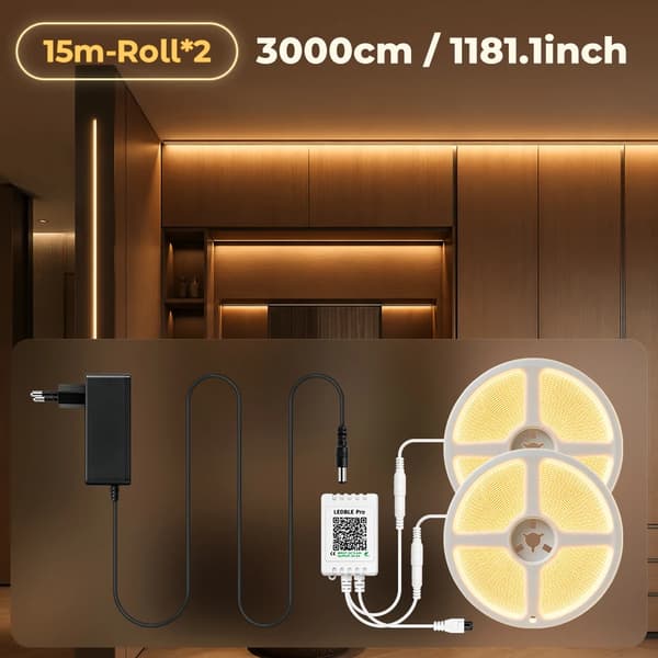 LED-remsor, APP & fjärrkontroll, musiksynk,30m