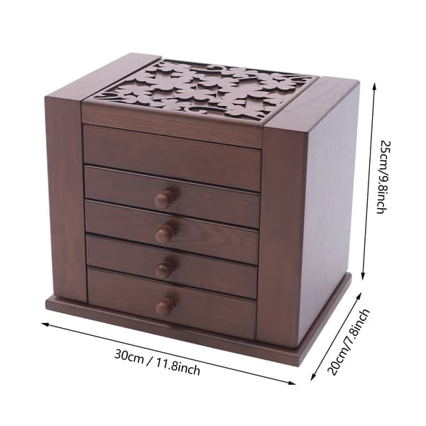 Smykkeskrin, Stort Trædesign, Multi-Compartment Opbevaring,Brun
