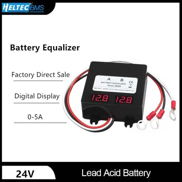 Batterijämnare, Spänningsbalansering, Kompakt design,24V med display