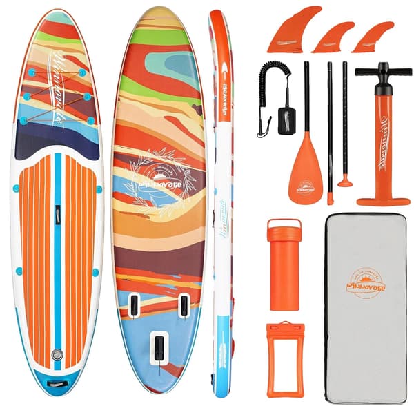 Oppustelig Stand Up Paddle Board, Komplet Pakke, Holdbart Materiale,Solnedgangsbølge