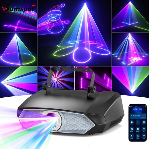 Laserbelysning, 3D-animation, flere kontroltilstande,EU stik, sort