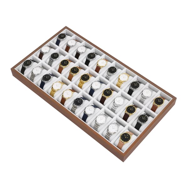 Klockdisplay, 30-facks förvaring, Elegant MDF-organisatör,Träfärg