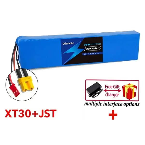 Litiumjonbatteripack, 100Ah kapacitet, 36V spänning,36V-c, XT30-JST