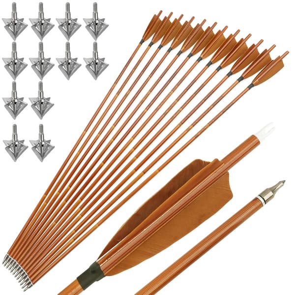 Kolfiberpilar, Hybridmaterial, 100 Grain Pilspetsar,12PCS Brun
