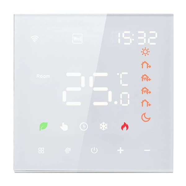 Smart Termostat, Pekskärm LCD Display, Röststyrning,Vit 1