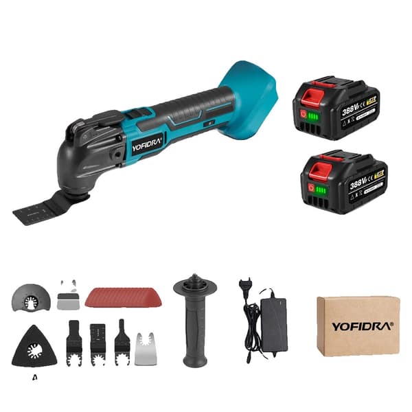Oscillerande Multiverktyg, 6 Hastighetskontroll, Hög Effektprestanda,2x3.0Ah Batteri Set
