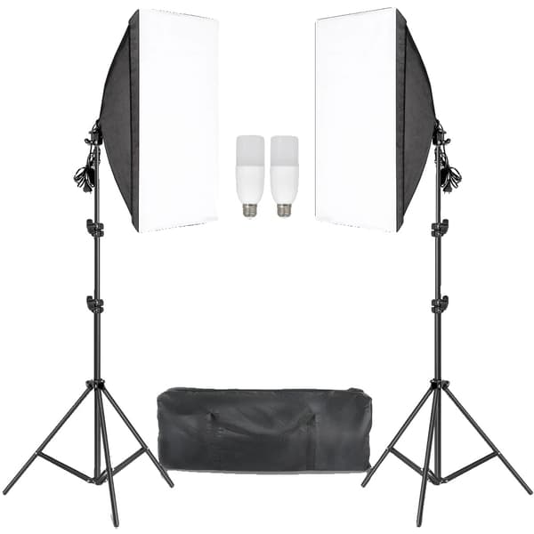Softbox-belysningskit, E27-bas, bärbart ljusstativ,Nya 30W glödlampor