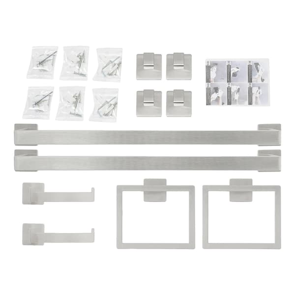 Badrumsaccessoarer Set, Väggmonterad, Rostfritt Stål Konstruktion,10st Silver