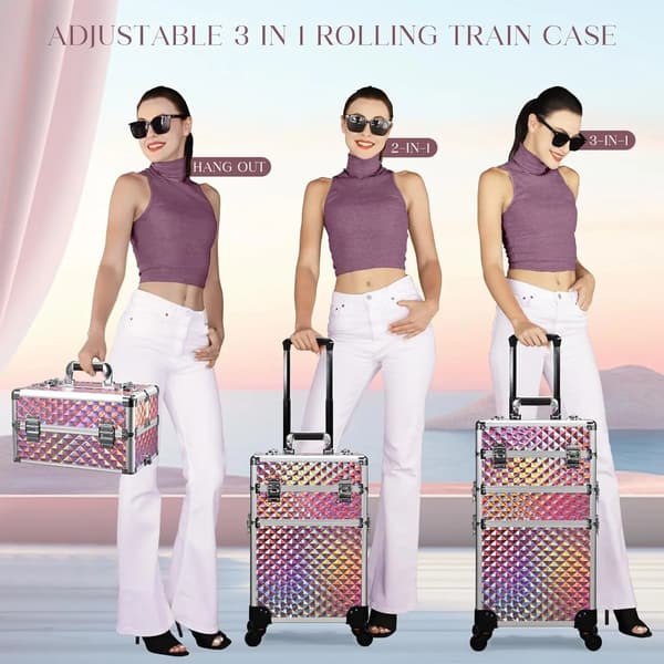 Kosmetiktrolley, Rullande design, Säker låsmekanism,Diamant Rosa