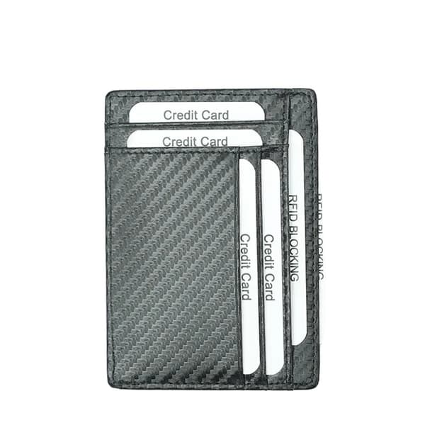 Plånbok, Äkta Läder, Slim Design,Kolfiber svart