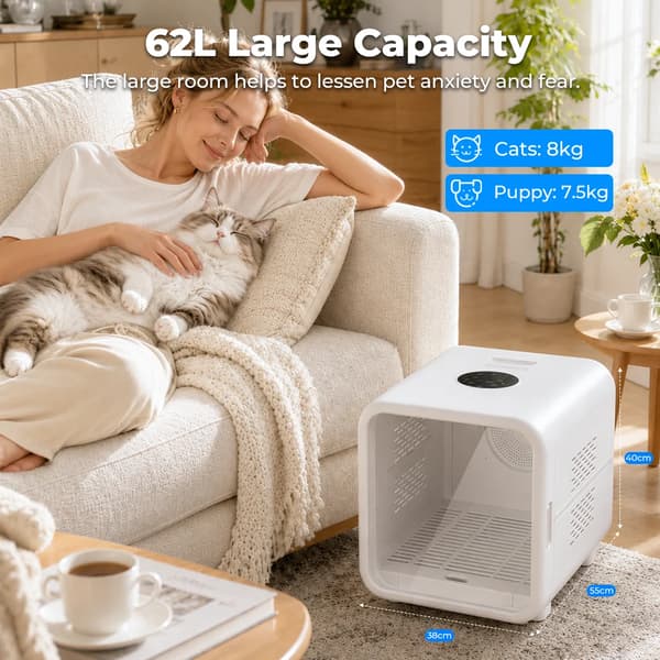 Pet Tørringsboks, Smart Automatisk Tørring, Ultra Stille Drift,62L Basisversion