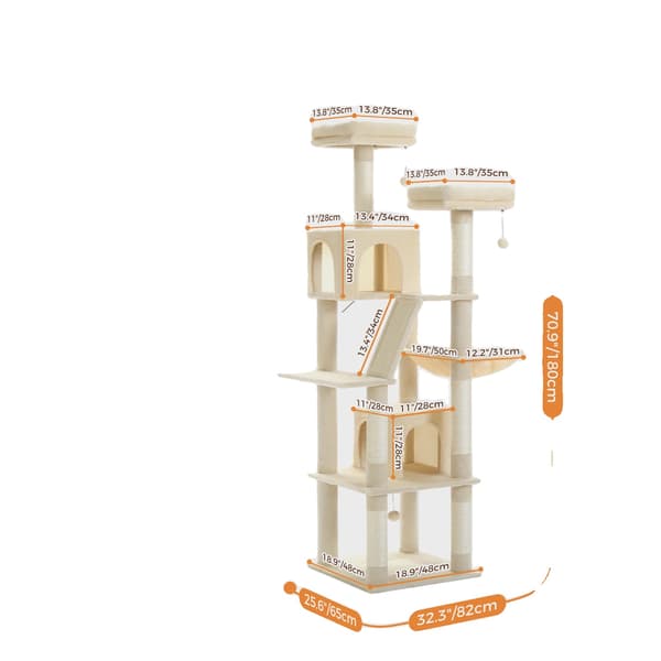 Multi-Level Katte træ, 70,9" Højde, Sikker og Stabil Design,XL, AMT0239BG