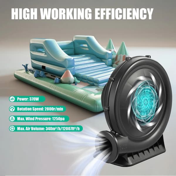 Inflatable Blower, Hög Luftflöde, Platsbesparande Design,svart