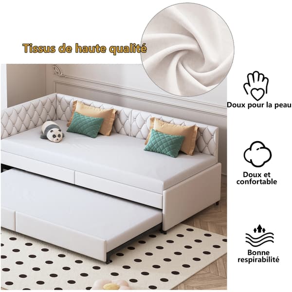 Sofa-seng, Moderne Design, Pladsbesparende Funktionalitet,90*200cm, Beige